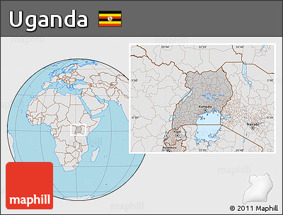 Gray Location Map of Uganda, lighten, semi-desaturated, land only