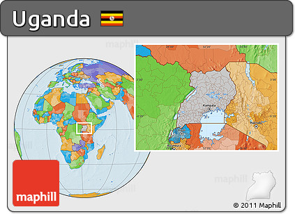 Gray Location Map of Uganda, political outside