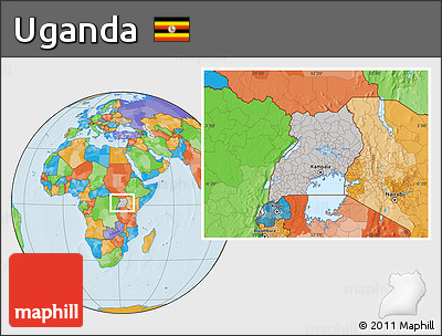 Gray Location Map of Uganda, political outside