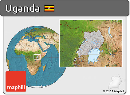 Gray Location Map of Uganda, satellite outside