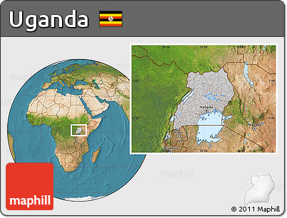 Gray Location Map of Uganda, satellite outside