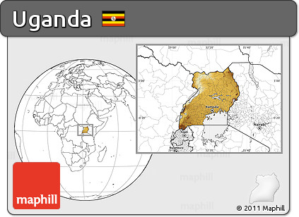 Physical Location Map of Uganda, blank outside