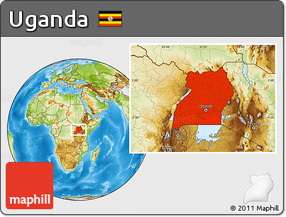 Physical Location Map of Uganda