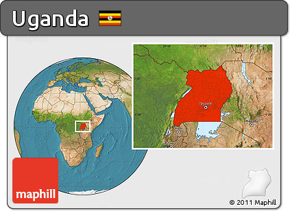 Satellite Location Map of Uganda