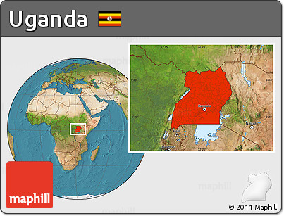 Satellite Location Map of Uganda