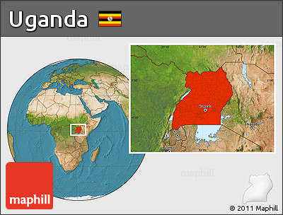 Satellite Location Map of Uganda