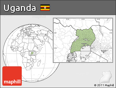 Savanna Style Location Map of Uganda, blank outside