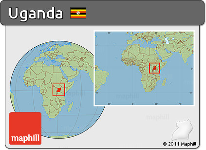 Savanna Style Location Map of Uganda, within the entire continent