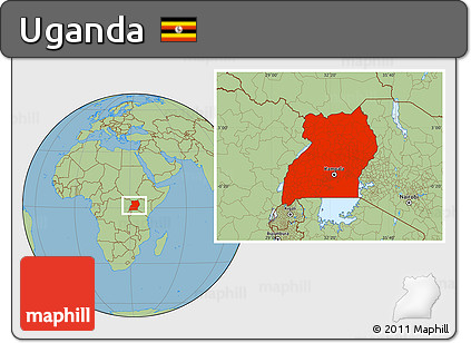 Savanna Style Location Map of Uganda