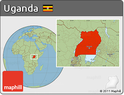 Savanna Style Location Map of Uganda