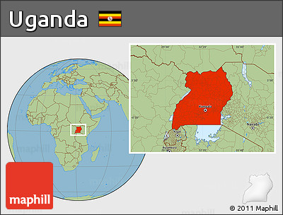 Savanna Style Location Map of Uganda