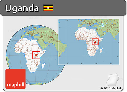 Savanna Style Location Map of Uganda, highlighted continent, within the entire continent