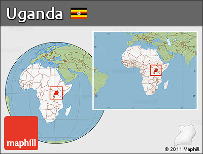 Savanna Style Location Map of Uganda, highlighted continent, within the entire continent