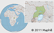 Savanna Style Location Map of Uganda, lighten, desaturated, land only