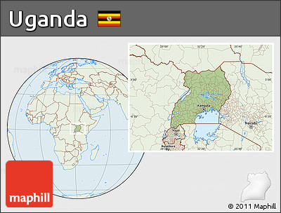 Savanna Style Location Map of Uganda, lighten