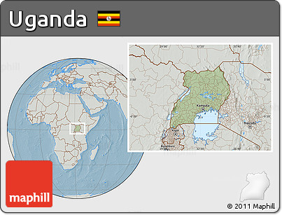 Savanna Style Location Map of Uganda, lighten, semi-desaturated, land only, hill shading