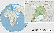 Savanna Style Location Map of Uganda, lighten, semi-desaturated, land only