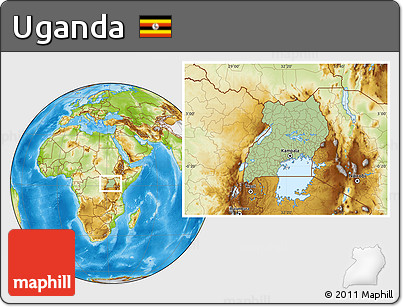 Savanna Style Location Map of Uganda, physical outside