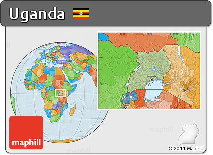 Savanna Style Location Map of Uganda, political outside