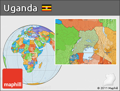 Savanna Style Location Map of Uganda, political outside