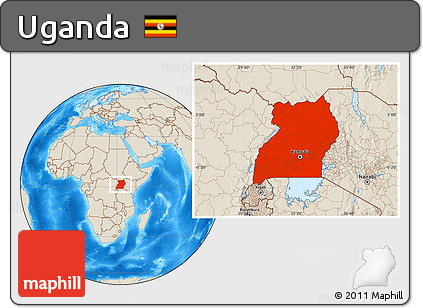 Shaded Relief Location Map of Uganda
