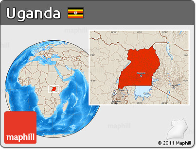 Shaded Relief Location Map of Uganda