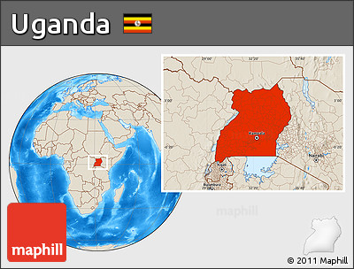 Shaded Relief Location Map of Uganda