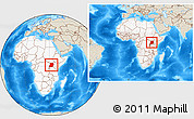 Shaded Relief Location Map of Uganda, highlighted continent, within the entire continent