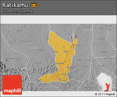 Physical 3D Map of Katikamu, desaturated