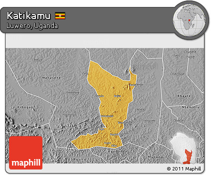Physical 3D Map of Katikamu, desaturated