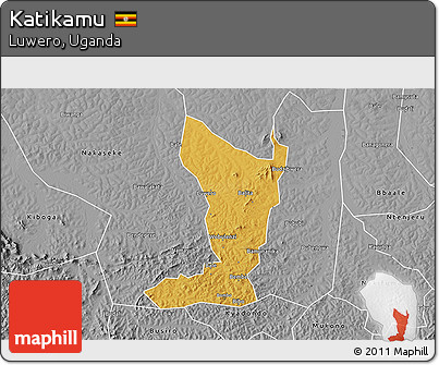 Physical 3D Map of Katikamu, desaturated