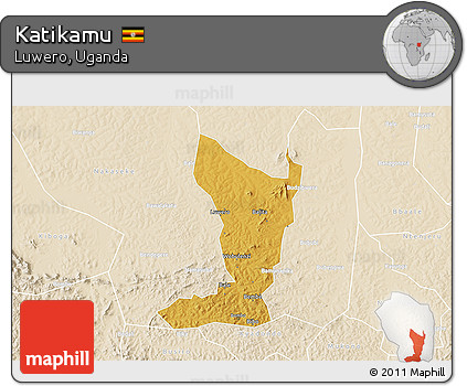 Physical 3D Map of Katikamu, lighten