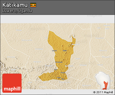Physical 3D Map of Katikamu, lighten