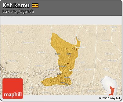 Physical 3D Map of Katikamu, lighten