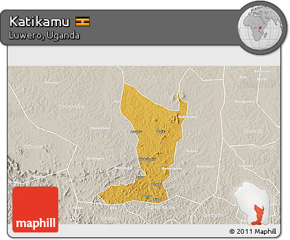 Physical 3D Map of Katikamu, lighten, semi-desaturated