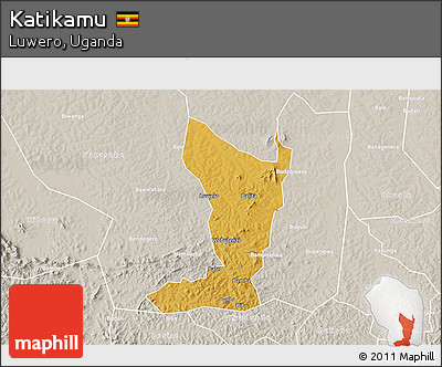 Physical 3D Map of Katikamu, lighten, semi-desaturated