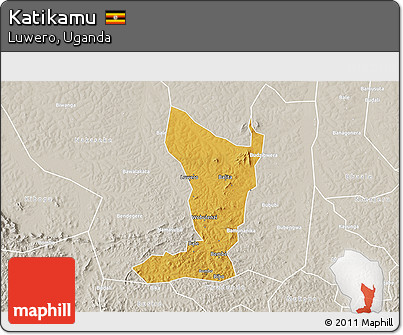 Physical 3D Map of Katikamu, lighten, semi-desaturated