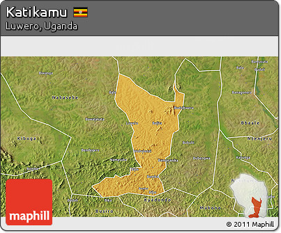 Physical 3D Map of Katikamu, satellite outside
