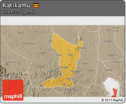 Physical 3D Map of Katikamu, semi-desaturated
