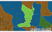 Political 3D Map of Katikamu, darken
