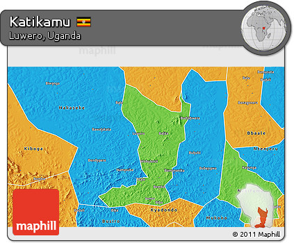 Political 3D Map of Katikamu