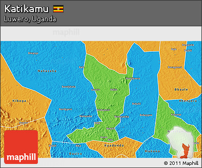 Political 3D Map of Katikamu