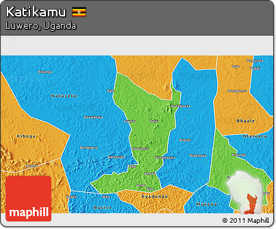 Political 3D Map of Katikamu