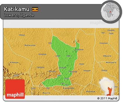 Political 3D Map of Katikamu, physical outside