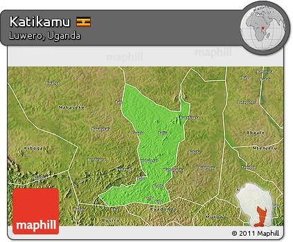 Political 3D Map of Katikamu, satellite outside