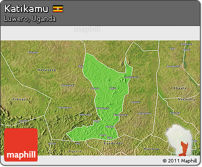 Political 3D Map of Katikamu, satellite outside