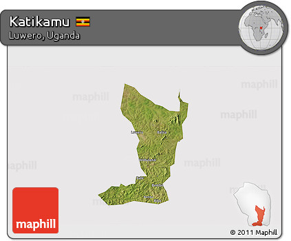 Satellite 3D Map of Katikamu, cropped outside