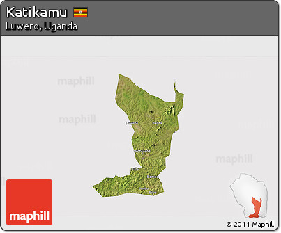 Satellite 3D Map of Katikamu, cropped outside