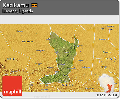 Satellite 3D Map of Katikamu, physical outside