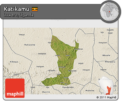 Satellite 3D Map of Katikamu, shaded relief outside